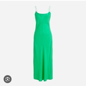 J. Crew Green Petite Cupro Slip Dress